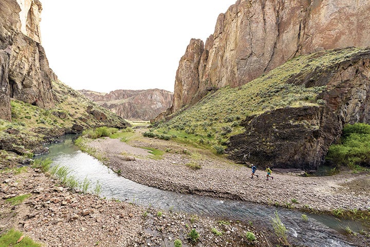 Day 2: Approaching Five Bar, where the West Little Owyhee and the South Fork of the main Owyhee River meet, just before the big swim.