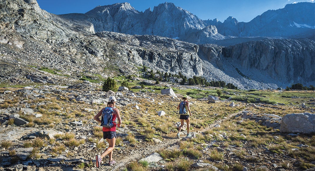 Jenn Shelton and krissy Moehl on a 2014 FKT attempt on the John Muir Trail, California. Photo by Ken Etzel.