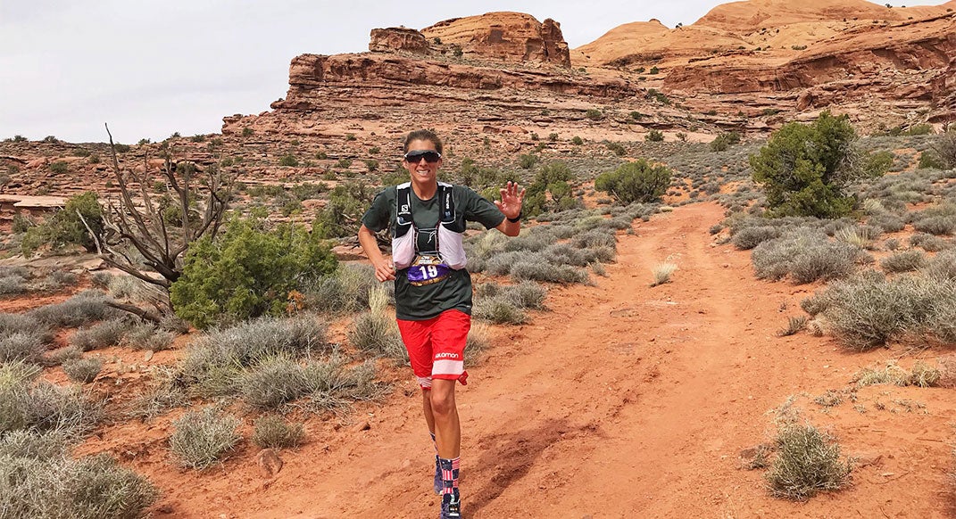 Courtney Dauwalter, a first-time to Western States, charges through the Behind the Rockies 50 Mile