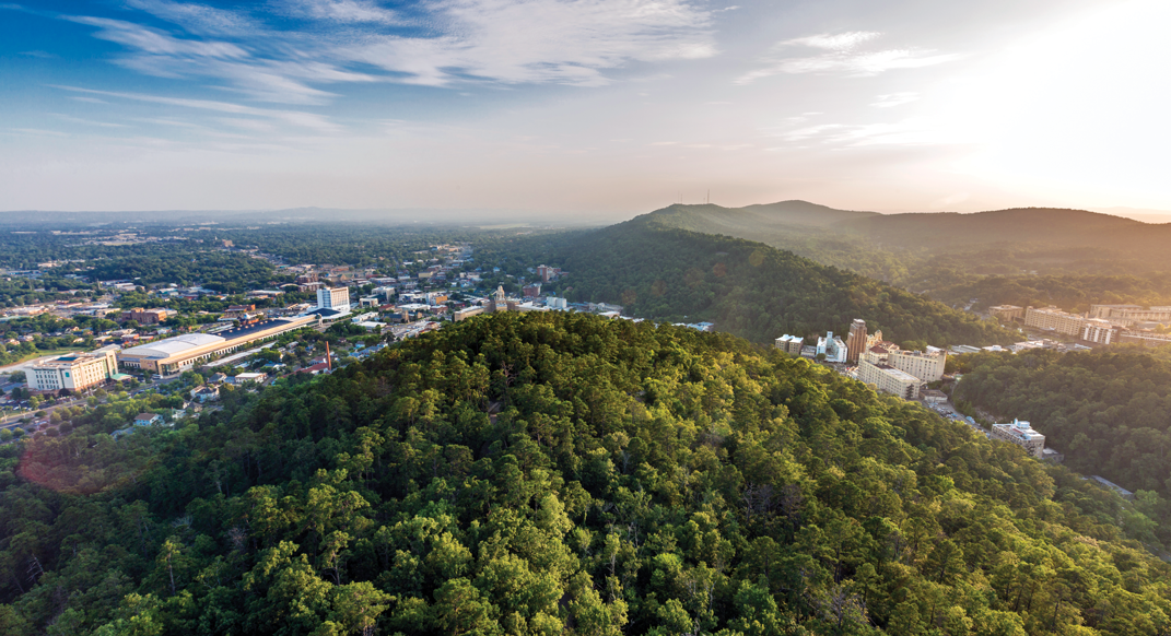 Arial photo of Hot Springs Arkansas.
