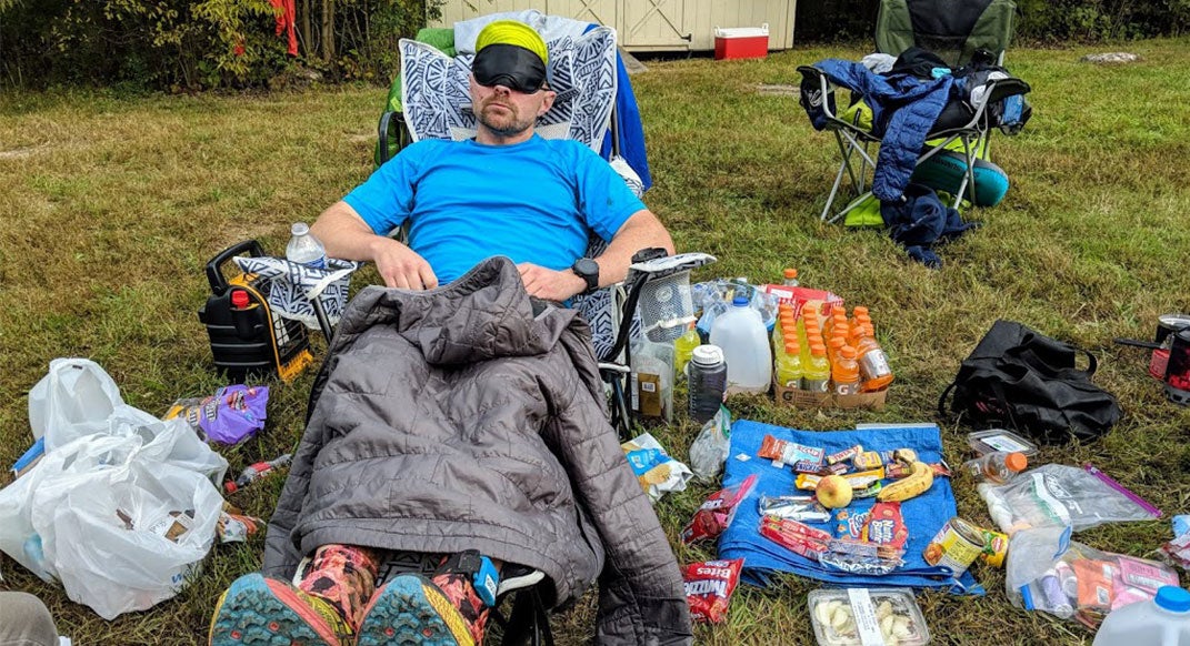 Gavin Woody catches some Z's between laps. Photo by Will Thomas.