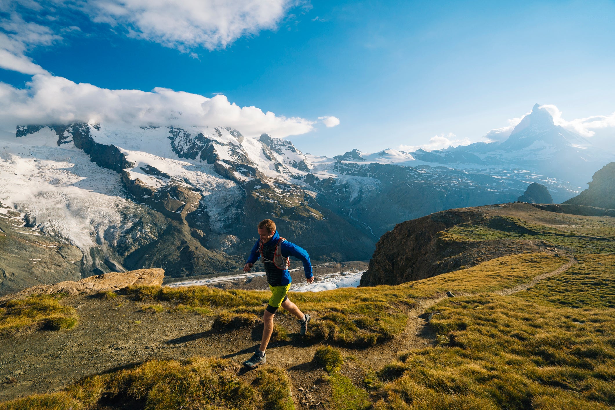 Matterhorn distant, Gornergrat, Pennine Alps above Zermatt