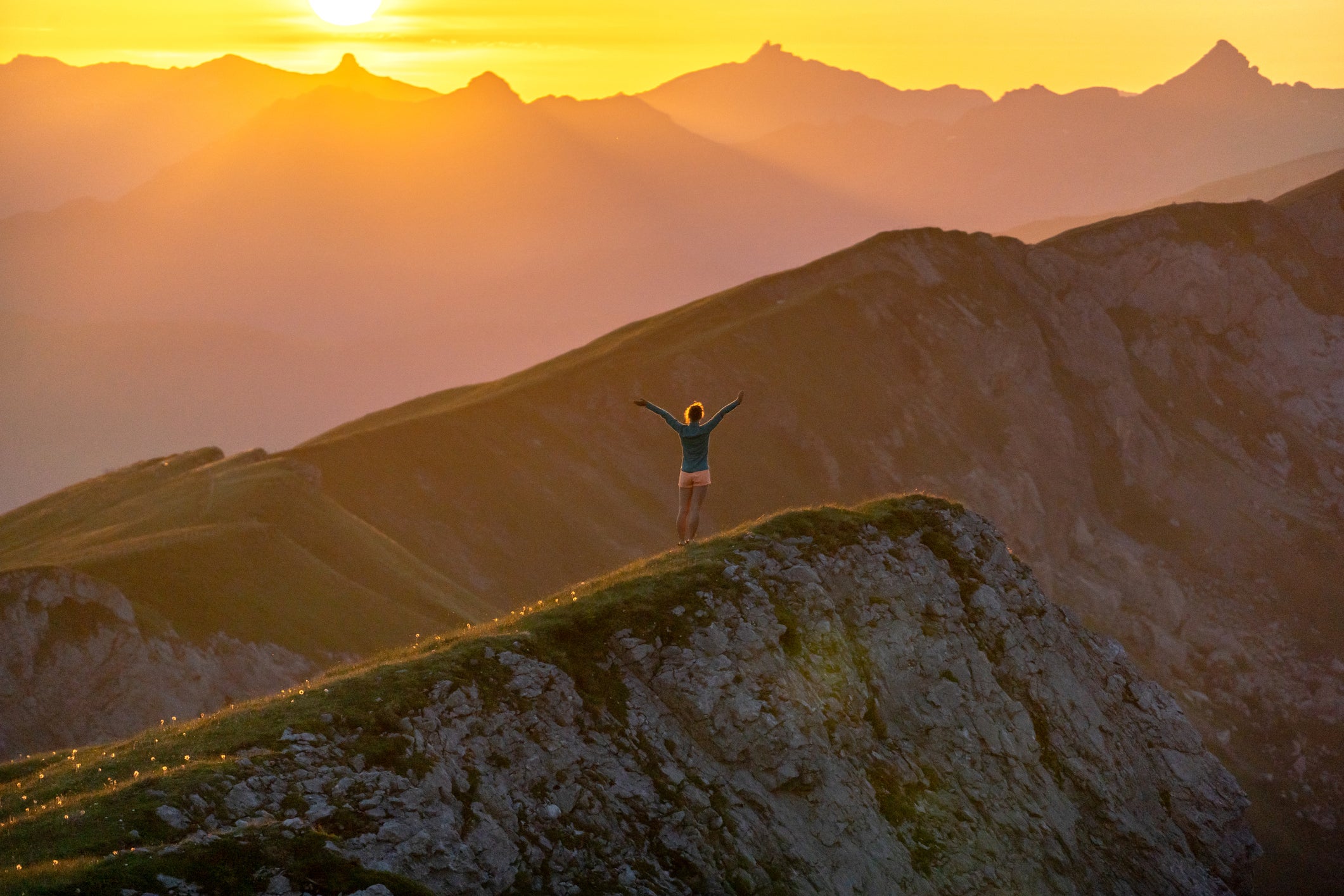 Above distant mountains and valleys