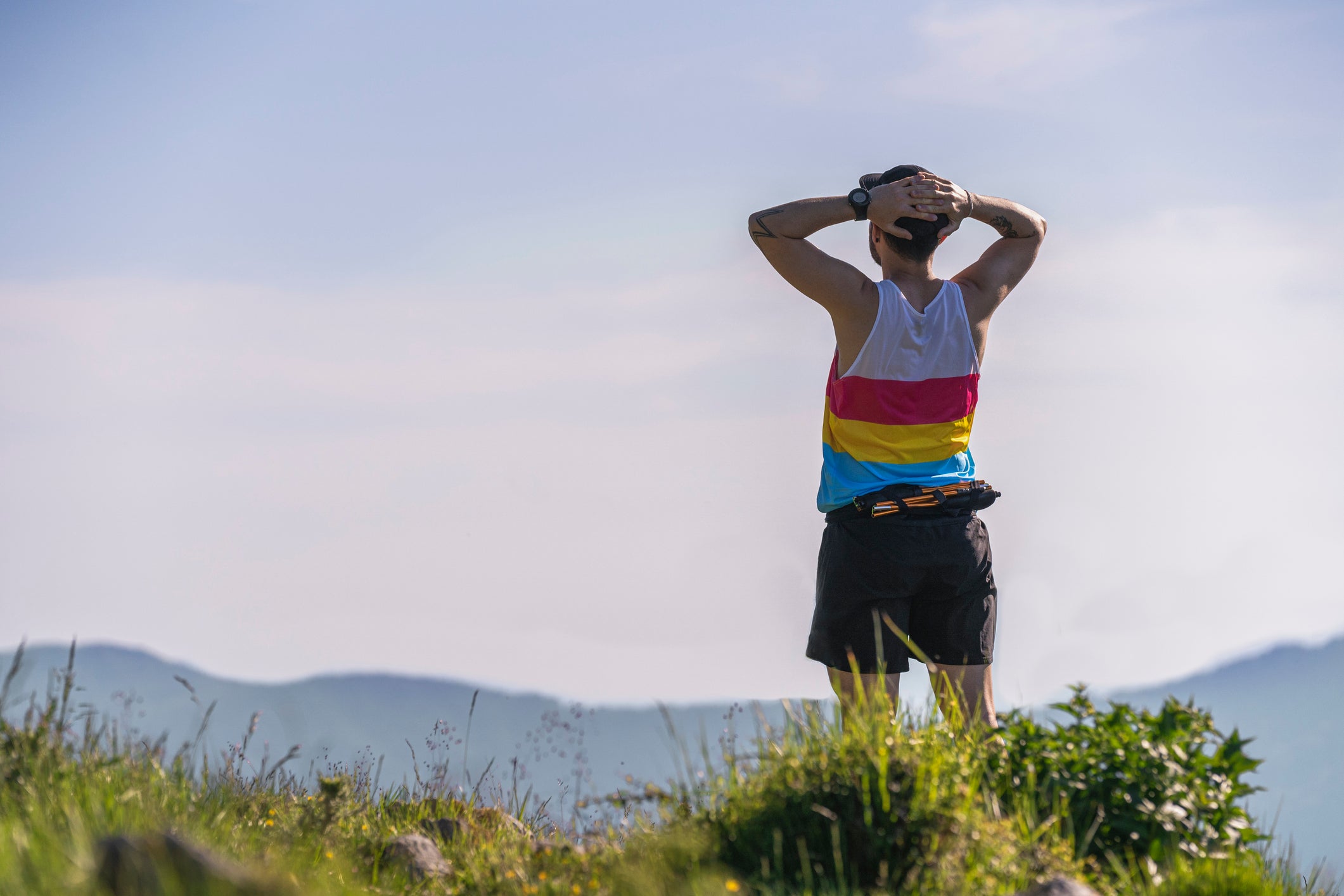 trailrunner training in the mountains, Basque Country, Spain