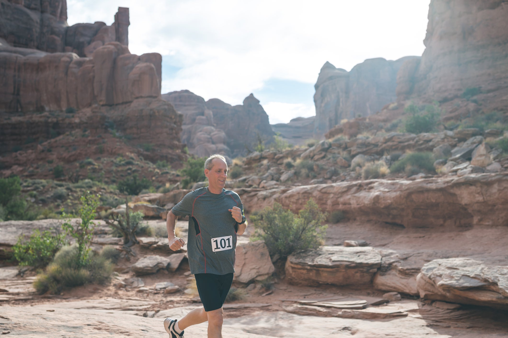 Masters runner heat training desert