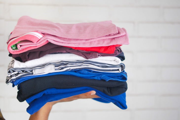 stack of folded clean laundry