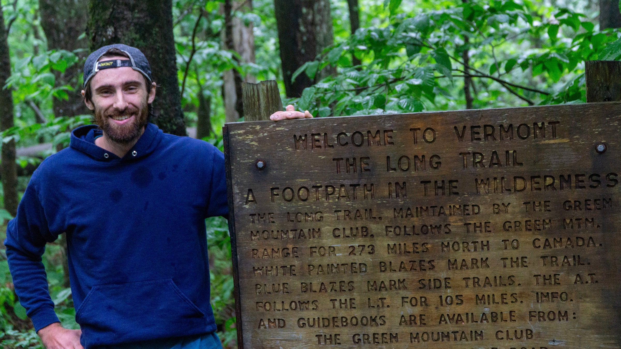 Peterson at the southern terminus of the Long Trail